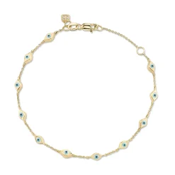 Gold & Enamel Multi Mini Eye Bracelet
