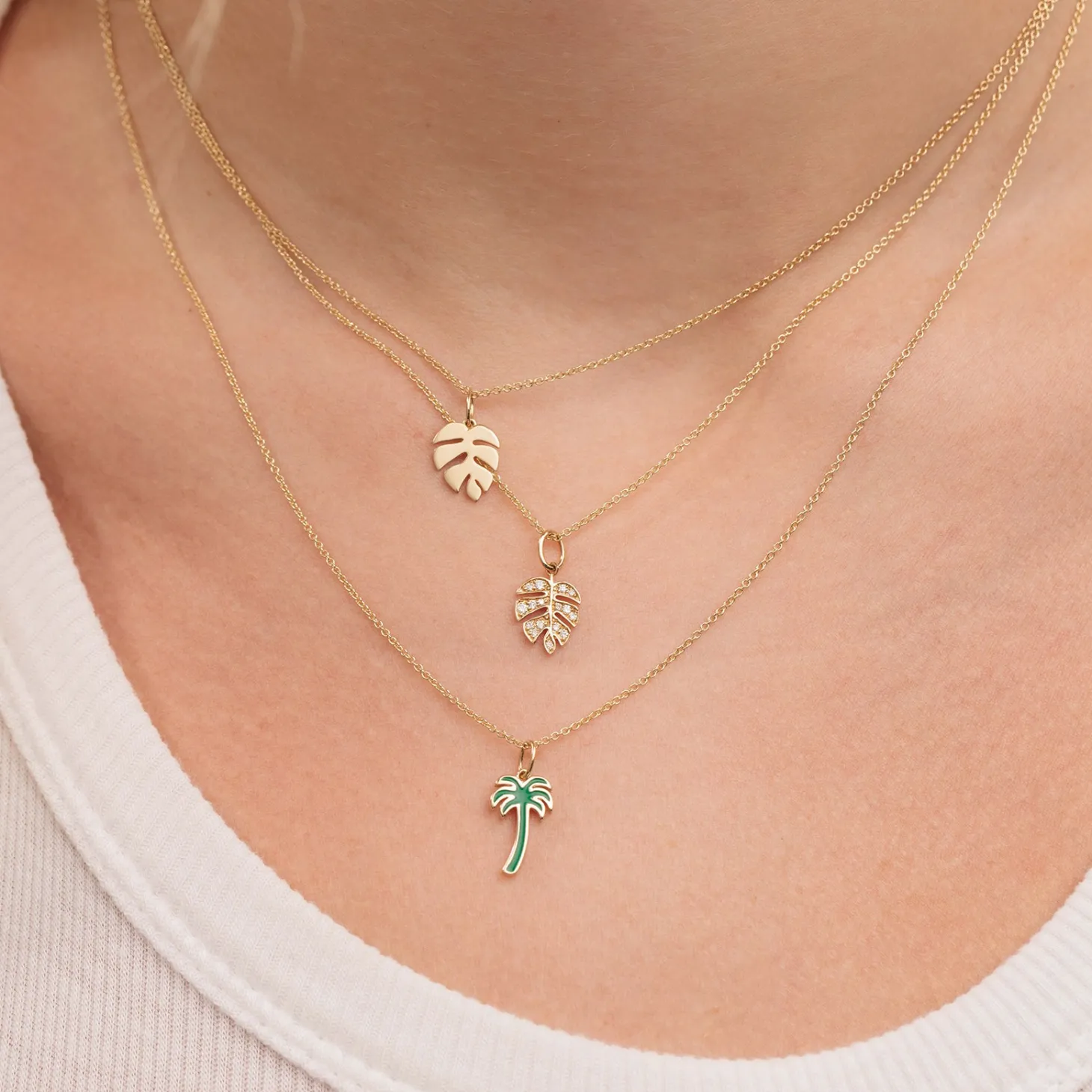 Gold & Enamel Palm Tree Charm