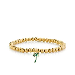 Gold & Enamel Palm Tree on Gold Beads