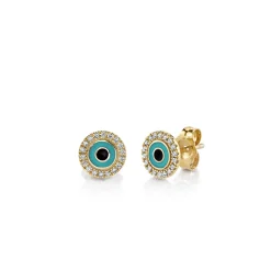 Gold & Enamel Small Eye Stud