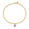 Gold & Enamel Small Heart Anklet