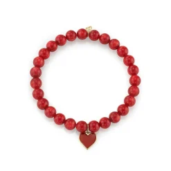Gold & Enamel Small Heart on Red Sea Bamboo