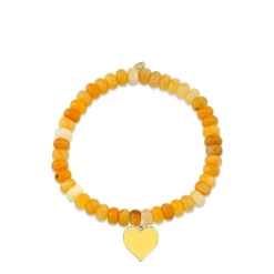 Gold & Enamel Small Heart on Honey Jade