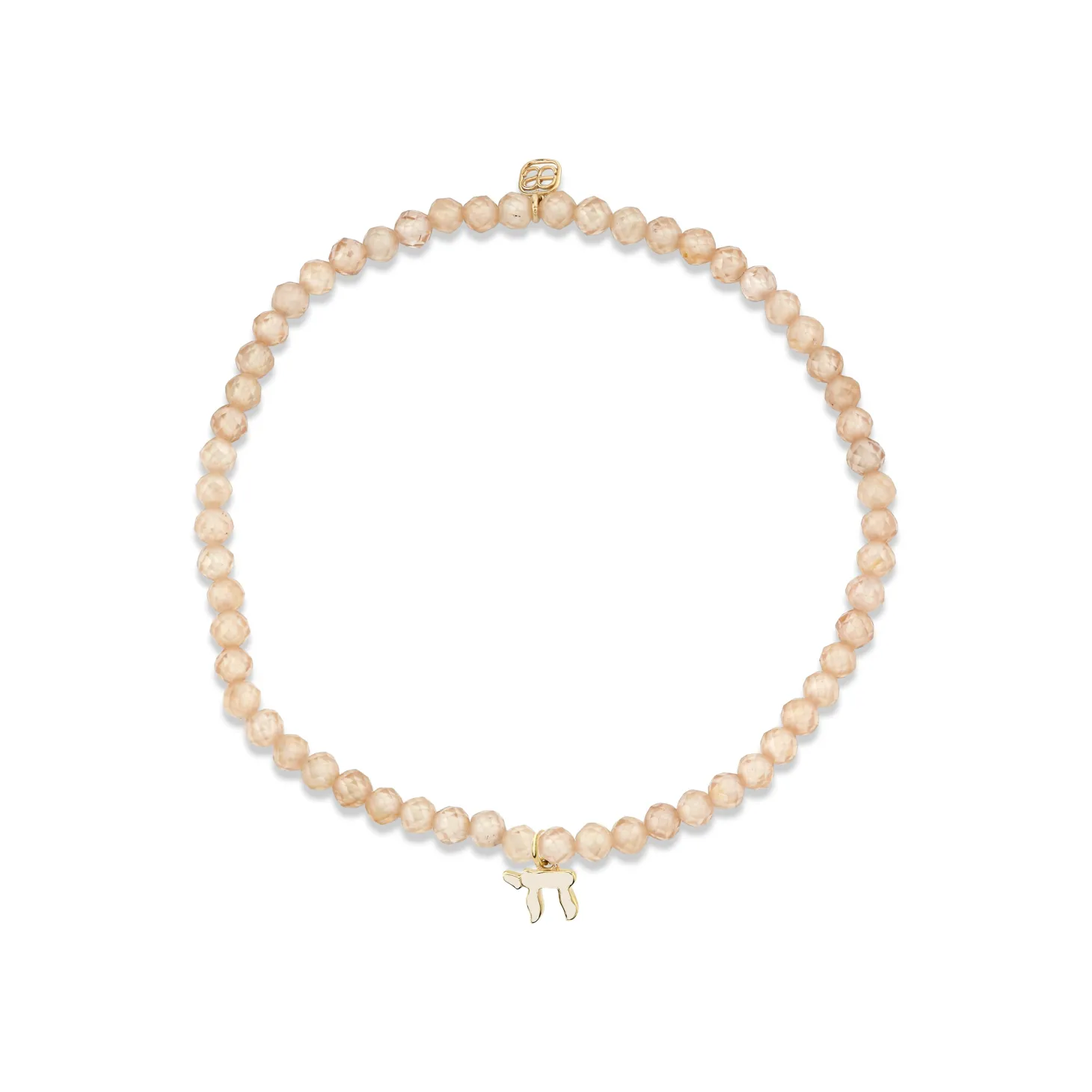 Gold & Enamel Tiny Chai on Beige Zircon