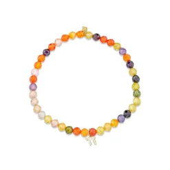 Gold & Enamel Tiny Chai on Multicolor Zircon