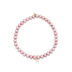 Gold & Enamel Tiny Chai on Rose Pearls