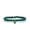Gold & Enamel Tiny Clover on Malachite