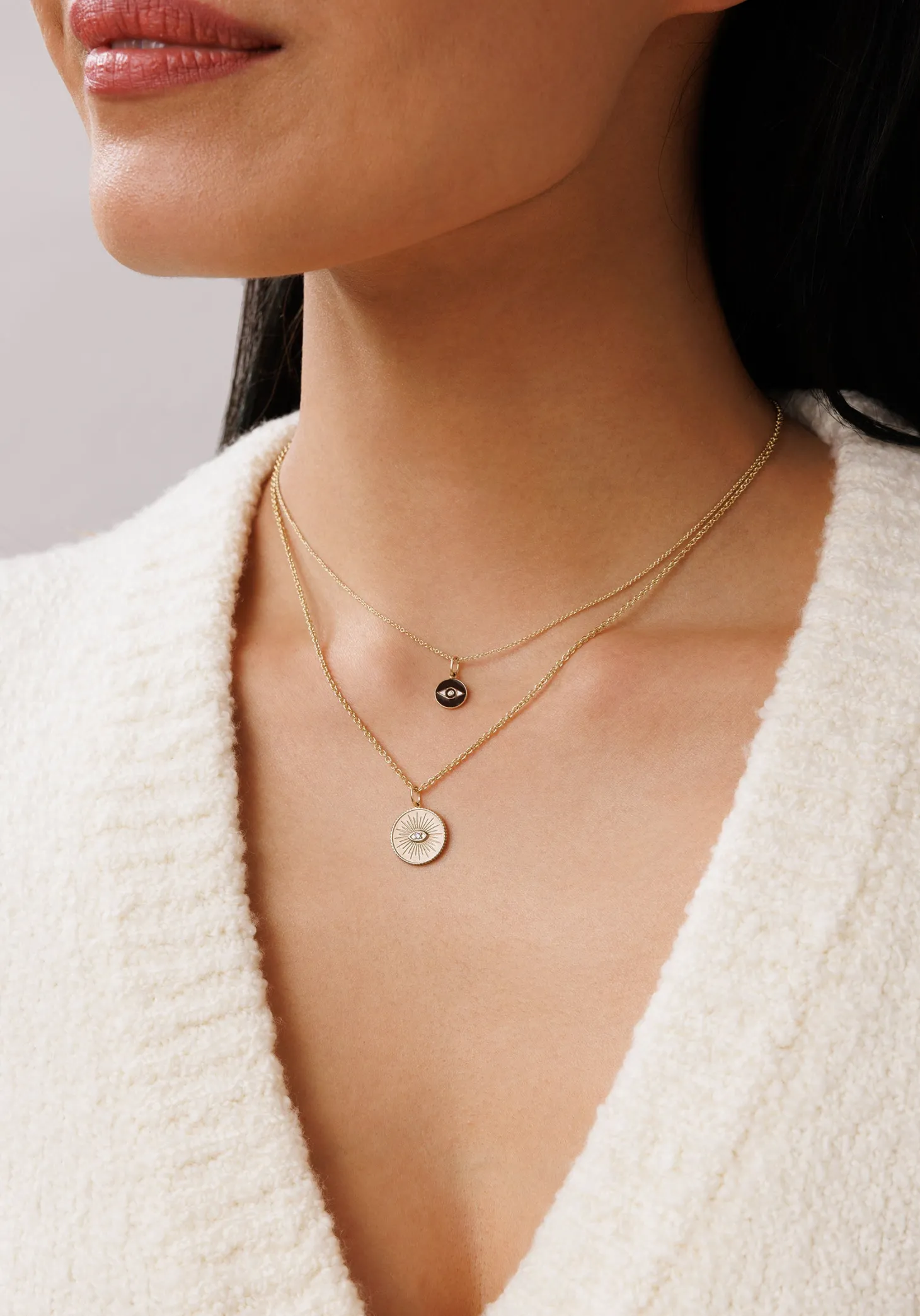Gold & Enamel Tiny Eye Medallion Charm