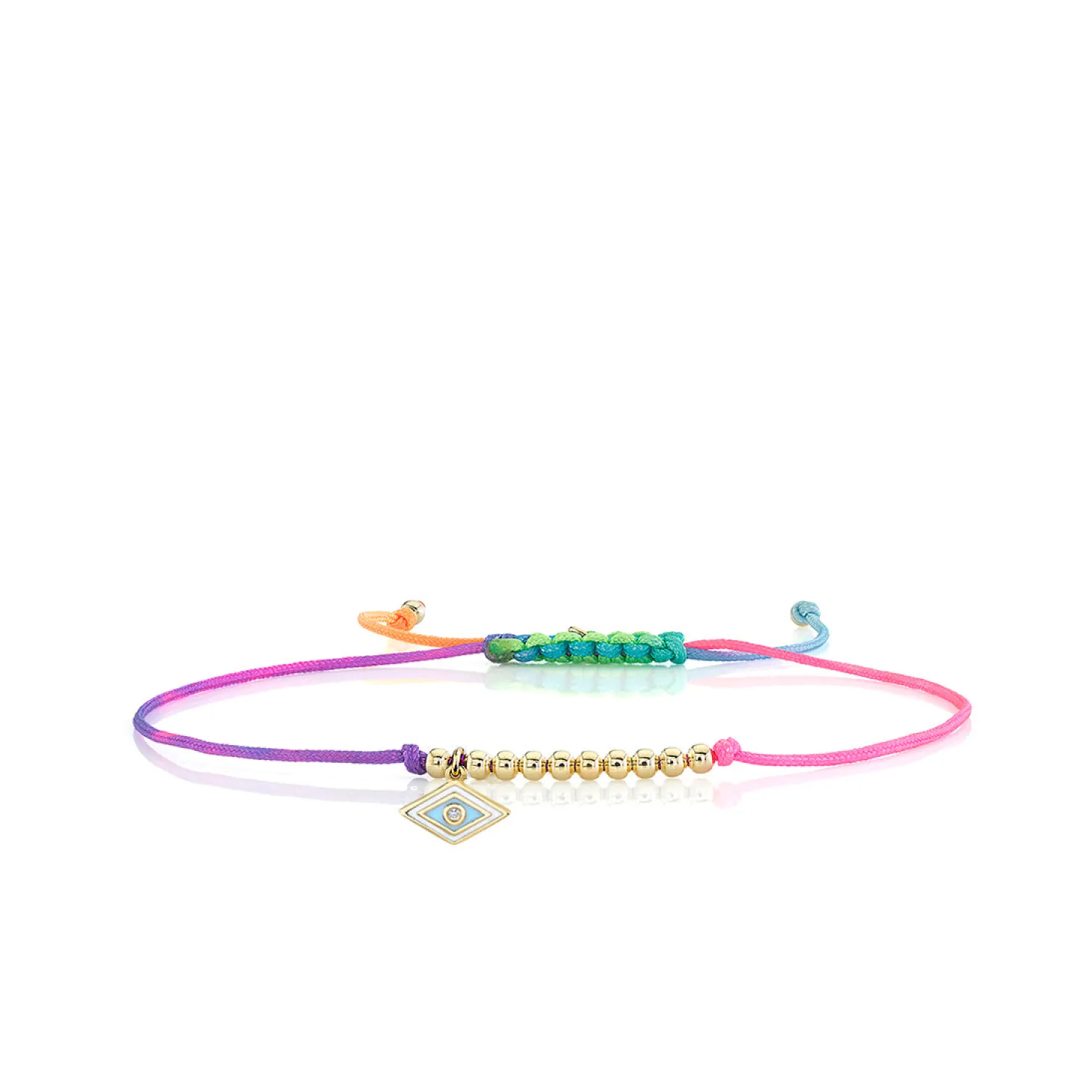 Gold & Enamel Tiny Groovy Eye Cord Bracelet