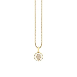 Gold & Enamel Tiny Hamsa Medallion Charm