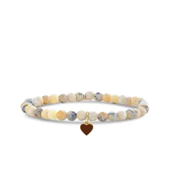Gold & Enamel Tiny Heart on African Opal