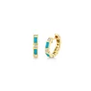 Gold & Gemstone Baguette & Bezel Huggies