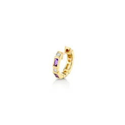 Gold & Gemstone Baguette & Bezel Huggies