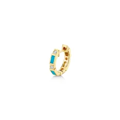Gold & Gemstone Baguette & Bezel Huggies
