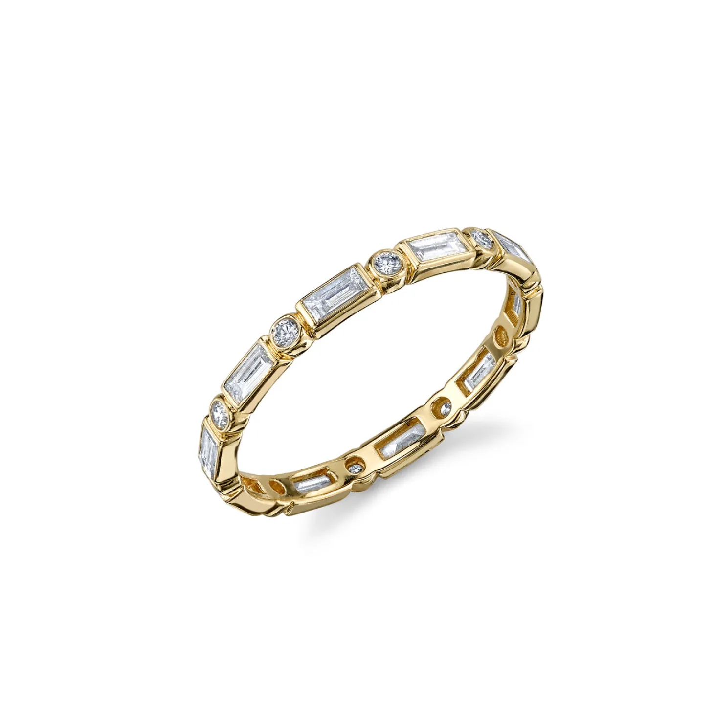 Gold & Gemstone Baguette and Bezel Eternity Ring