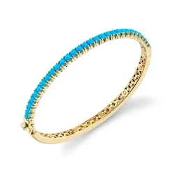 Gold & Gemstone Large Bangle