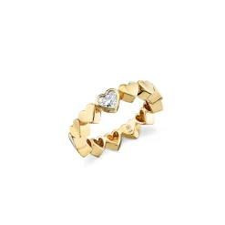 Gold & Heart Diamond Eternity Ring