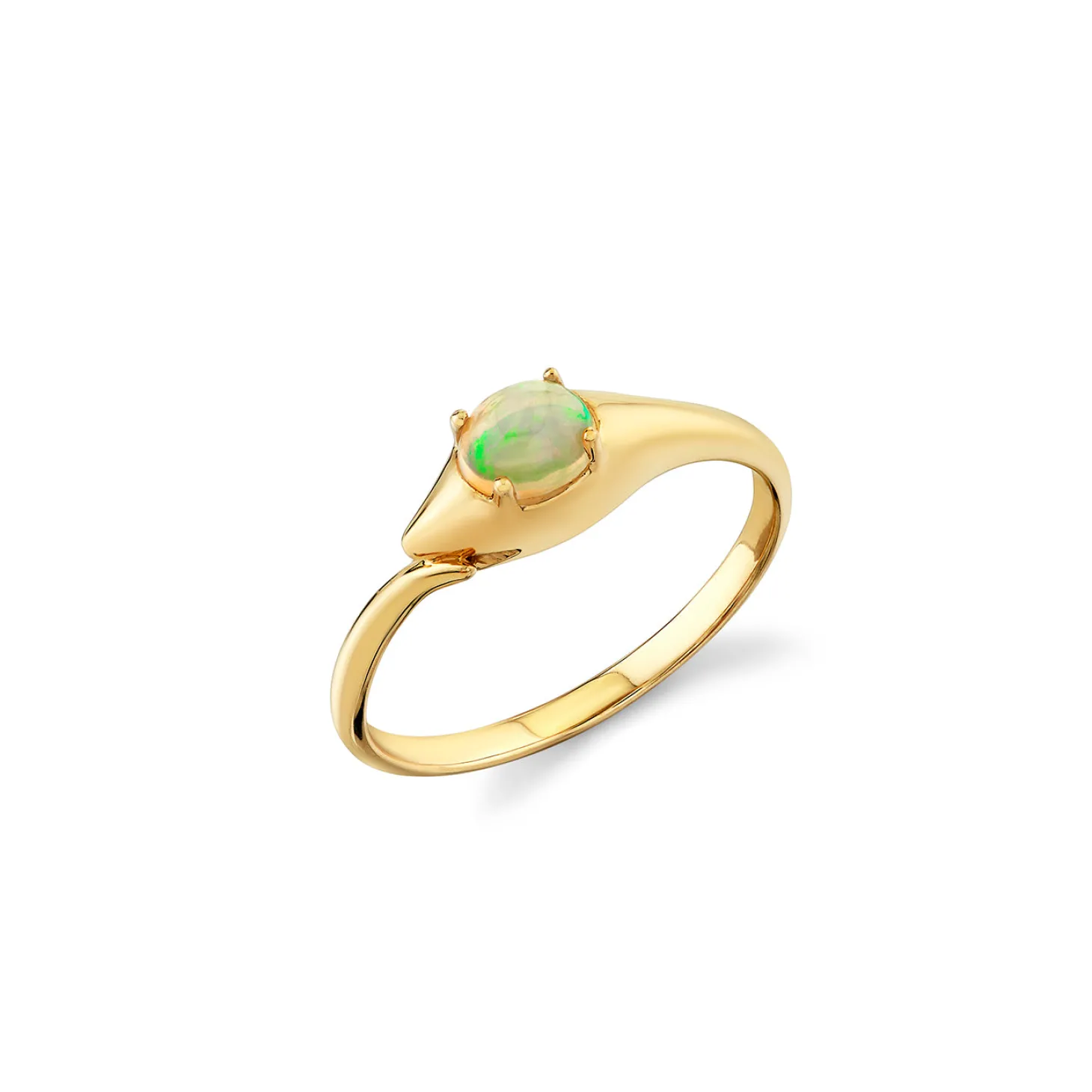 Gold & Opal Cabochon Snake Ring