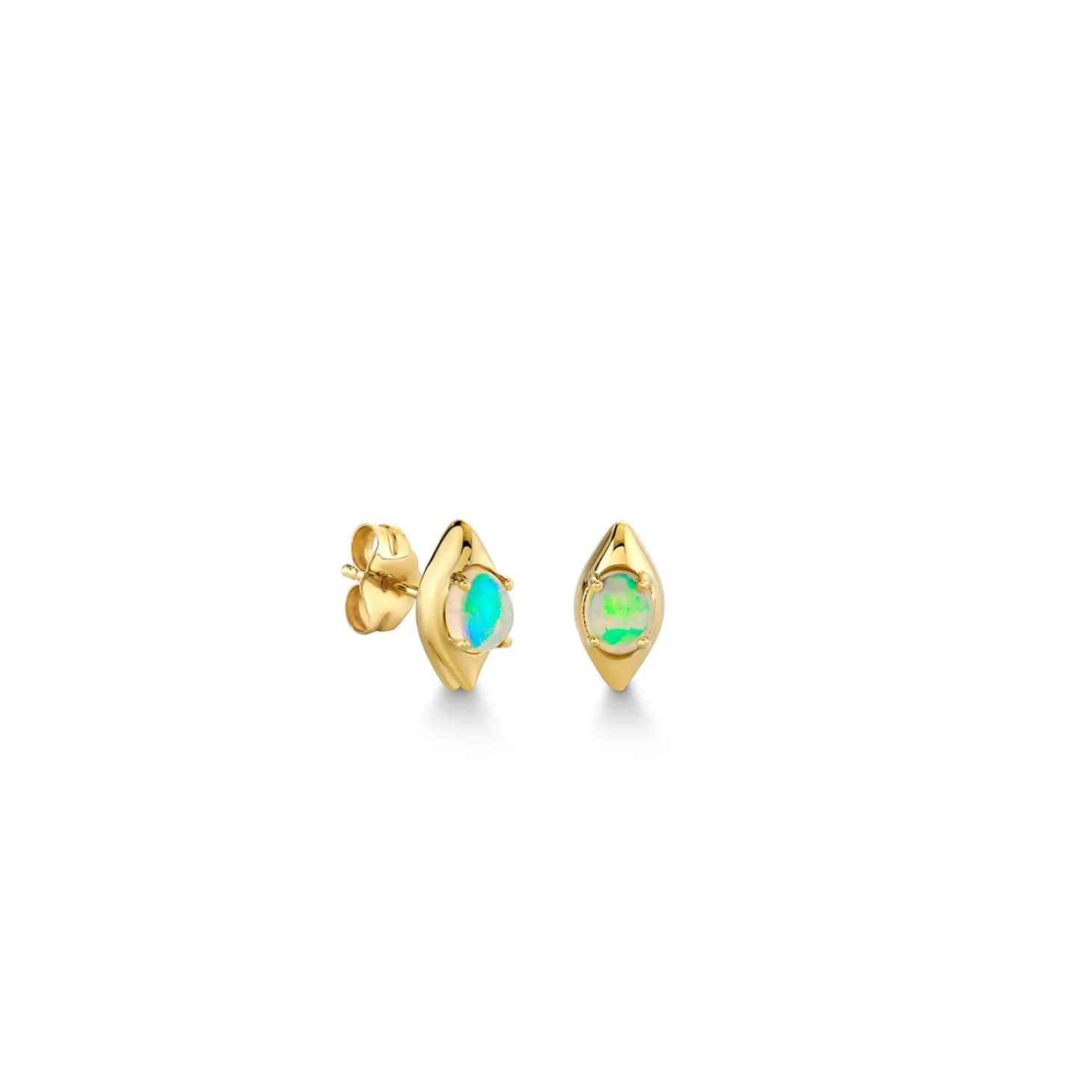 Gold & Opal Cabochon Snake Stud