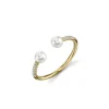 Gold & Pavé Diamond Double Pearl Ring