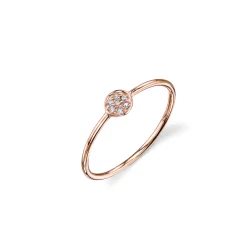 Gold & Pavé Diamond Tiny Disc Ring