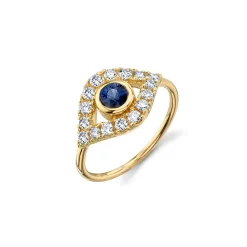 Gold & Pave Diamond Extra-Large Eye Ring