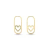 Gold & Pave Diamond Open Heart Long Hoops