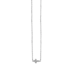 Gold & Pave Diamond Tiny Cross Necklace