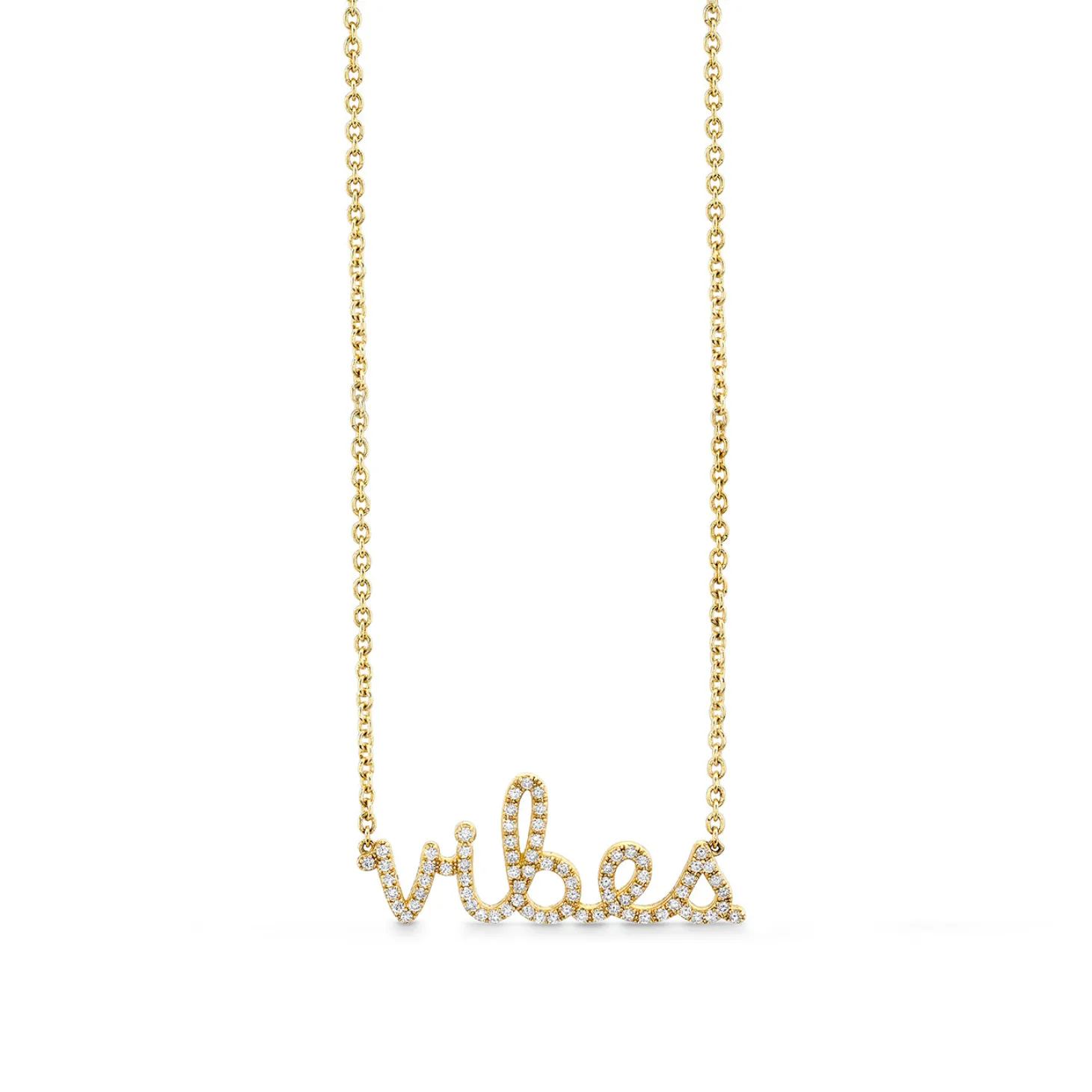Gold & Pave Diamond Vibes Necklace