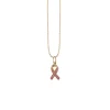 Gold & Pink Sapphire Awareness Ribbon Charm