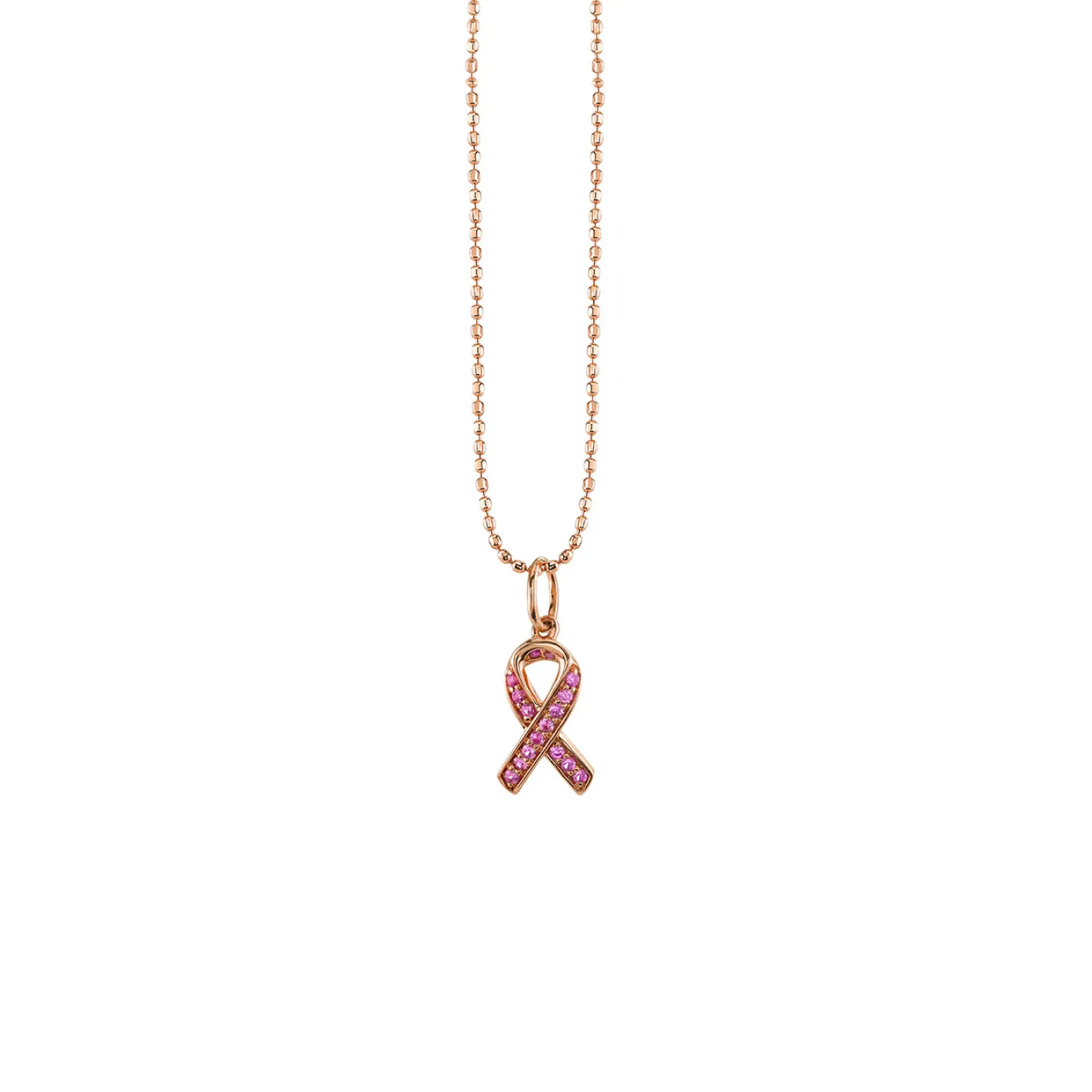 Gold & Pink Sapphire Awareness Ribbon Charm