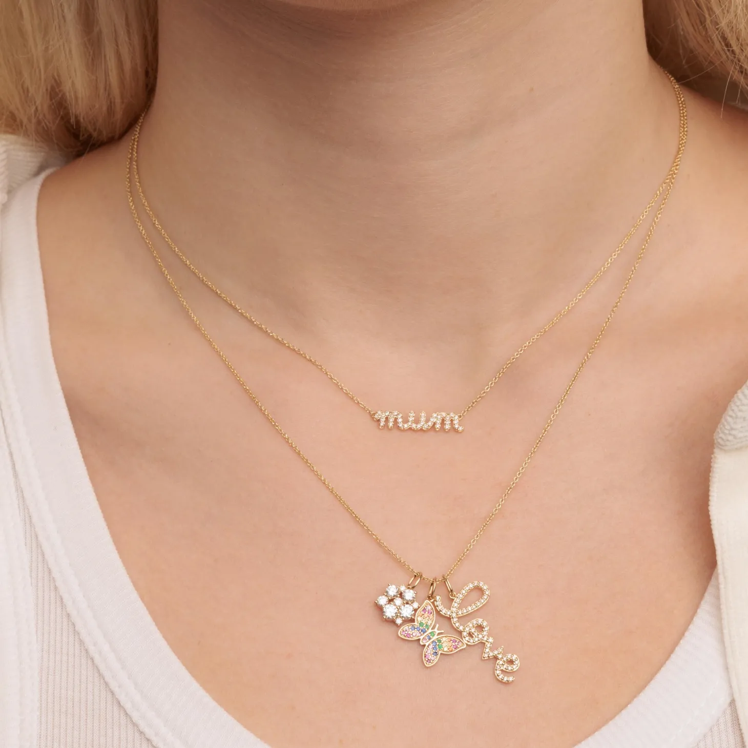 Gold & Rainbow Butterfly Charm