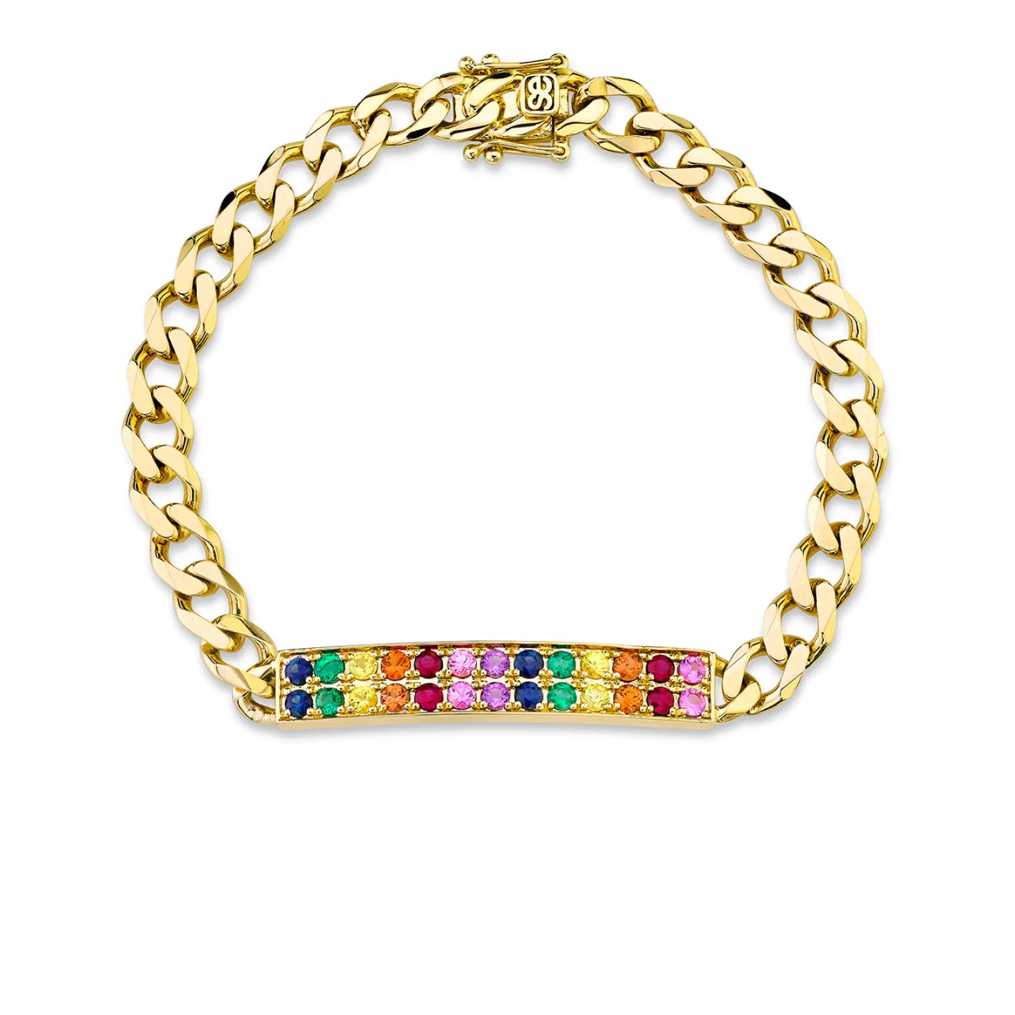 Gold & Rainbow Id Bar Bracelet