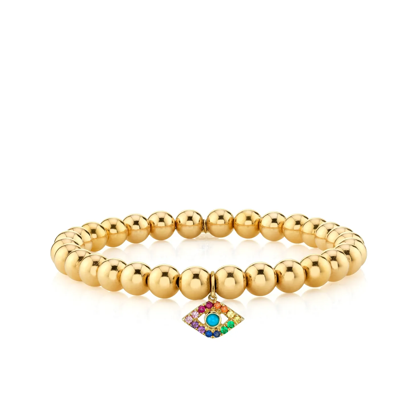Gold & Rainbow Large Eye on Gold Beads