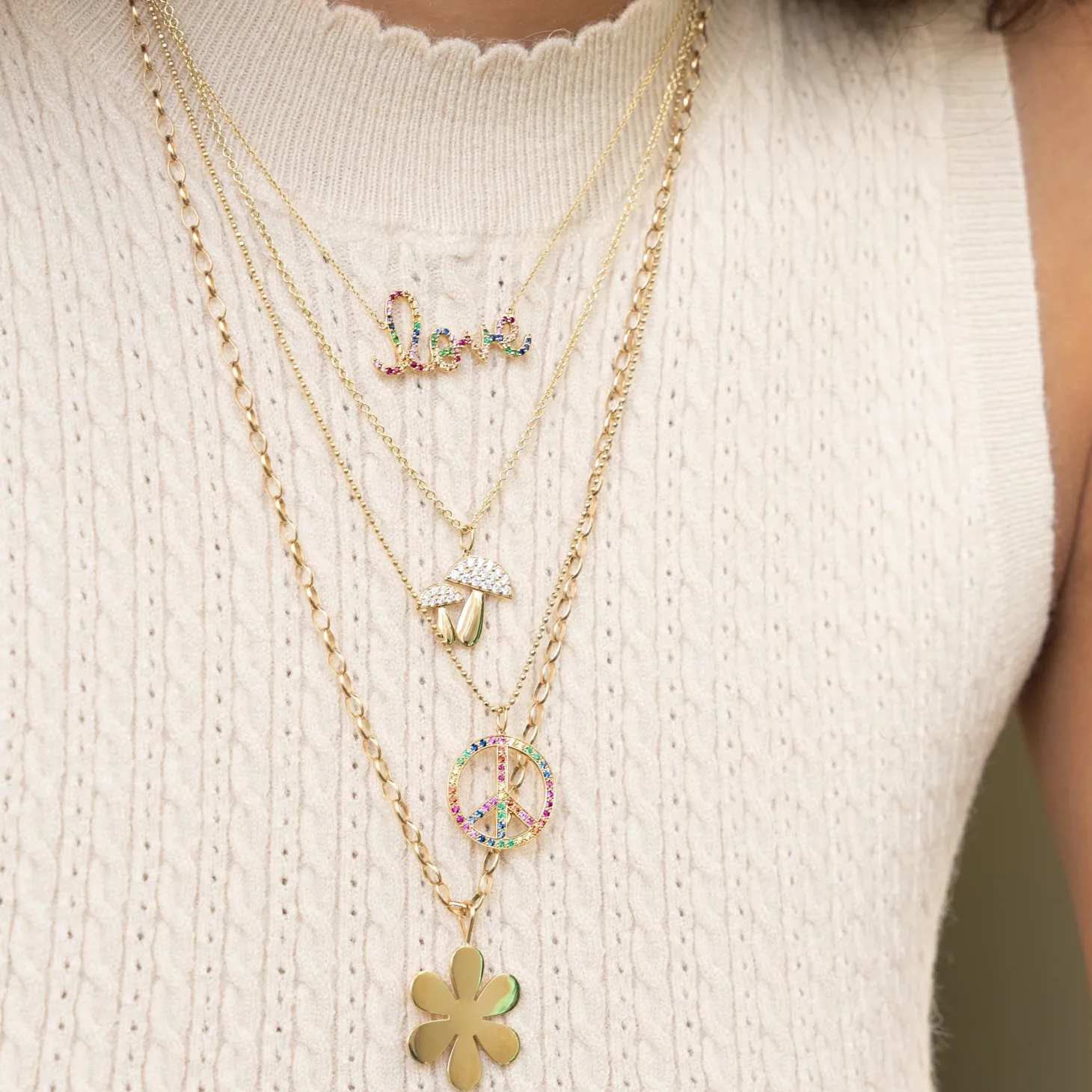 Gold & Rainbow Large Love Necklace