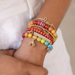 Gold & Rainbow Medium Love Bracelet