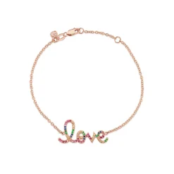 Gold & Rainbow Medium Love Bracelet