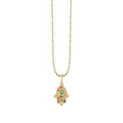 Gold & Rainbow Mini Hamsa Charm