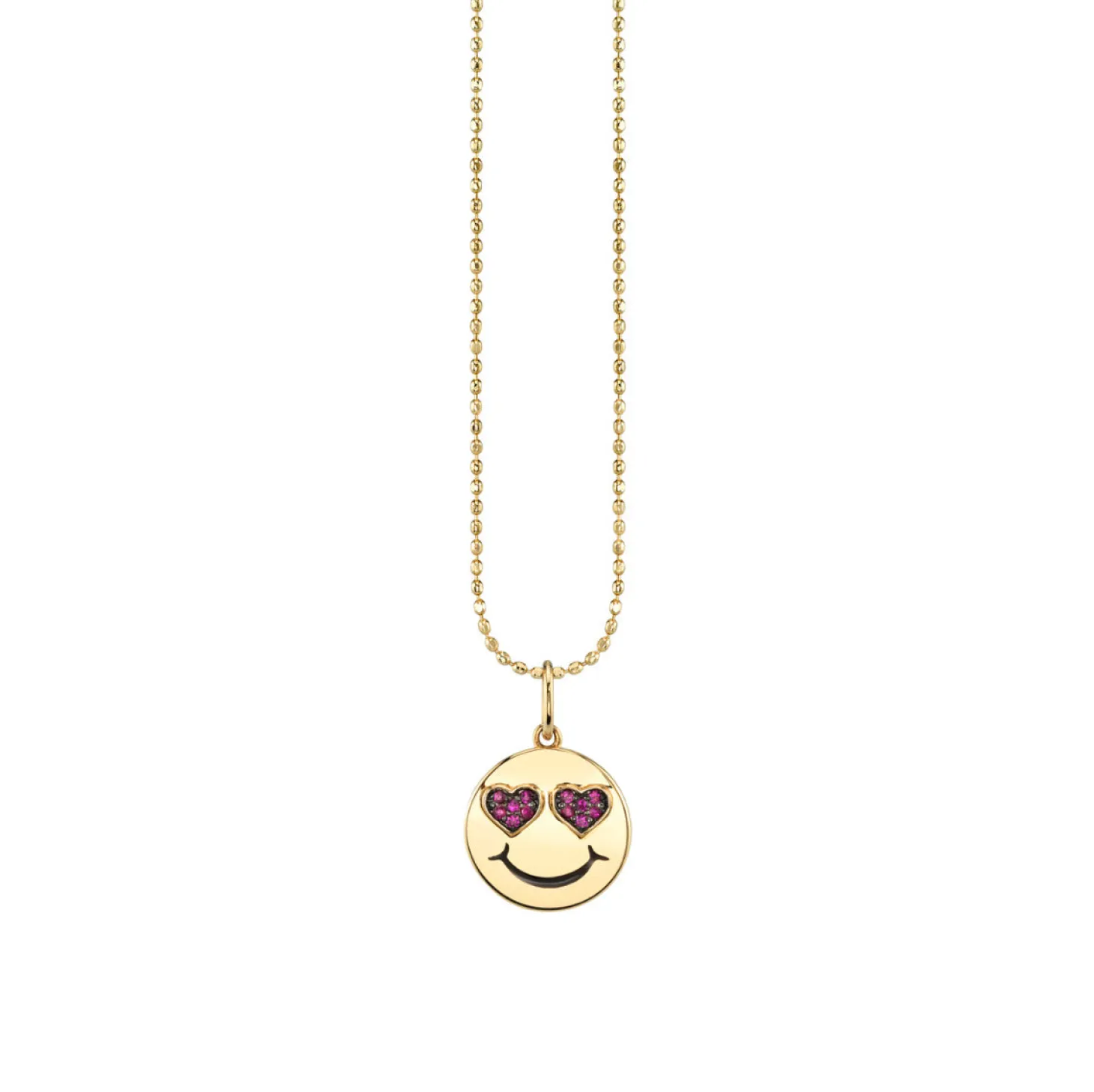 Gold & Ruby Heart Eyes Happy Face Charm