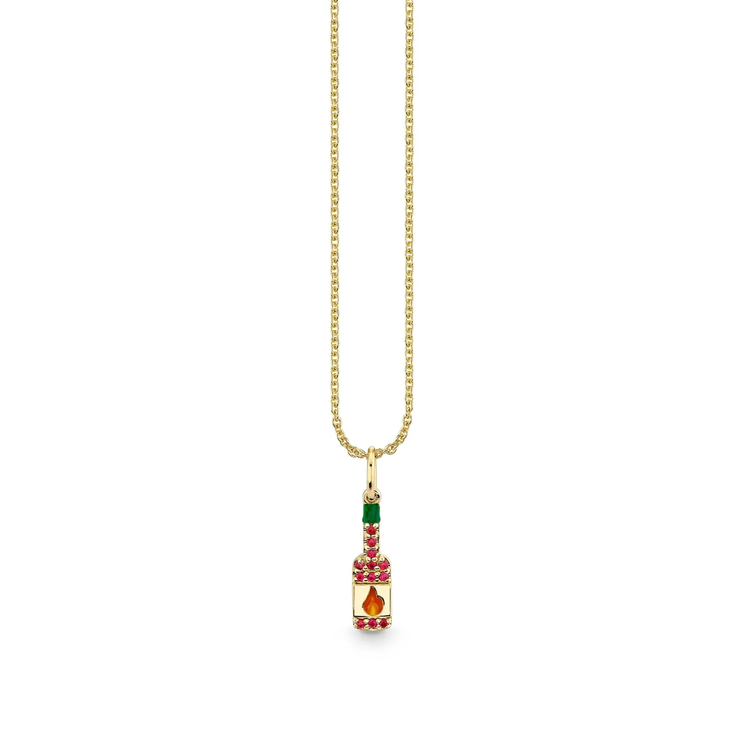Gold & Ruby Hot Sauce Bottle Charm