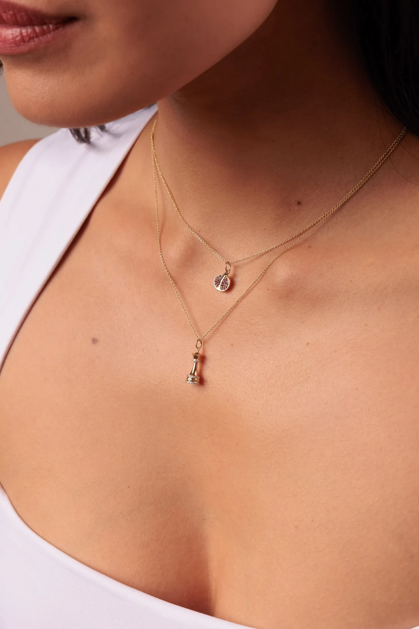 Gold & Ruby Pomegranate Charm