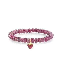 Gold & Ruby Strawberry on Mystic Red Moonstone