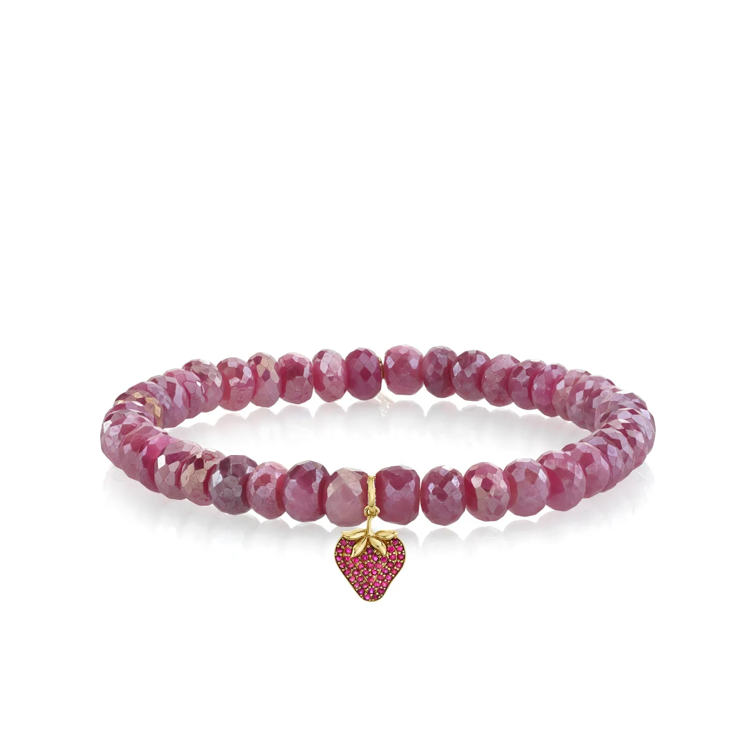 Gold & Ruby Strawberry on Mystic Red Moonstone