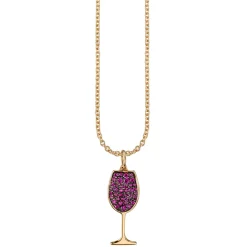Gold & Ruby Wine Glass Charm