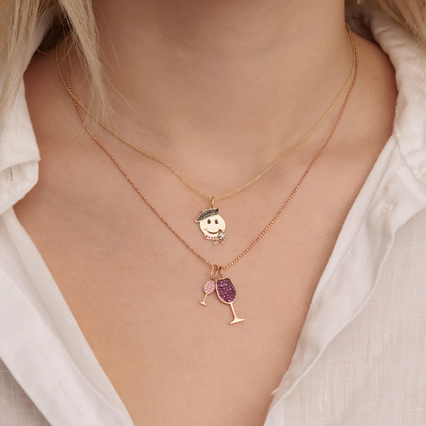 Gold & Ruby Wine Glass Charm