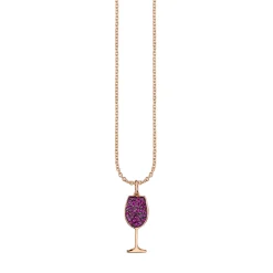 Gold & Ruby Wine Glass Charm
