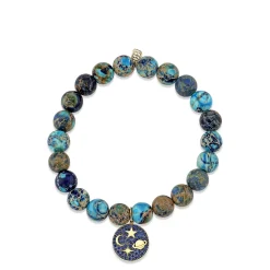 Gold & Sapphire Celestial Medallion on Jasper