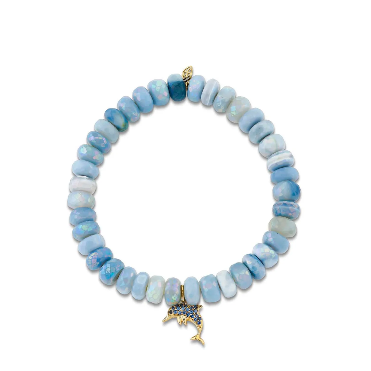 Gold & Sapphire Dolphin on AB African Opal
