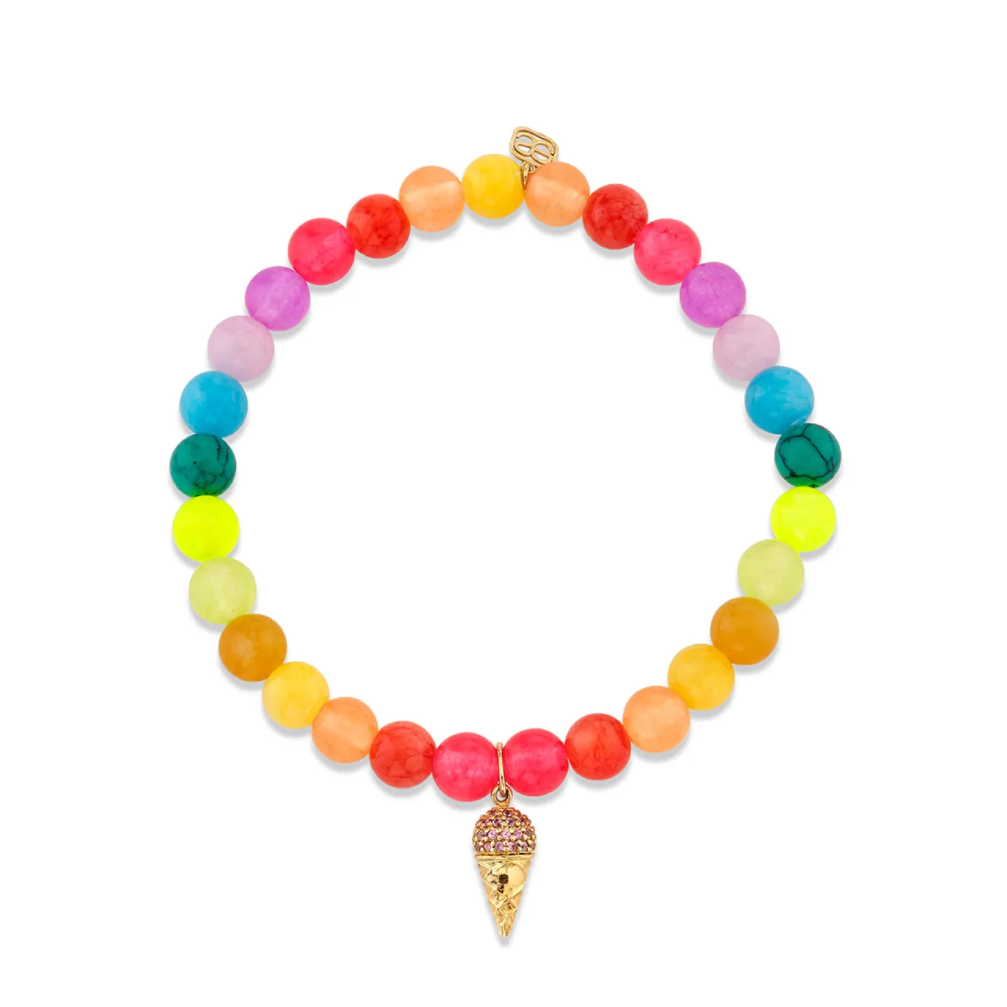 Gold & Sapphire Ice Cream Cone on Rainbow Jade