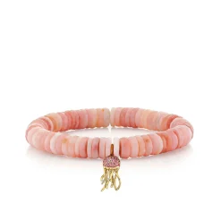 Gold & Sapphire Jellyfish on Pink Opal